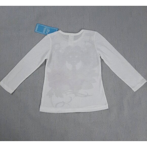 Little Mass Girls Outfit 4 White Graphic Top & Blue Patchwork Flare Jeans Y2K - Picture 4 of 16